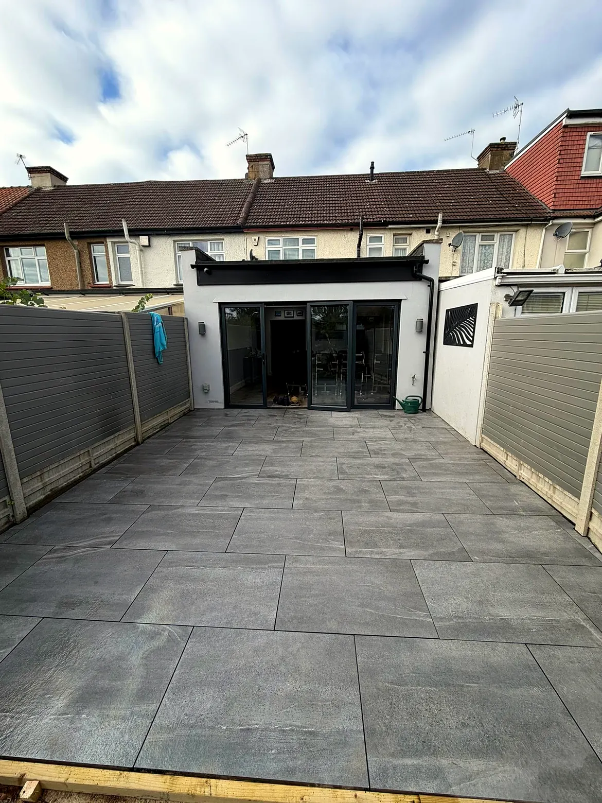 The patio from the garden end